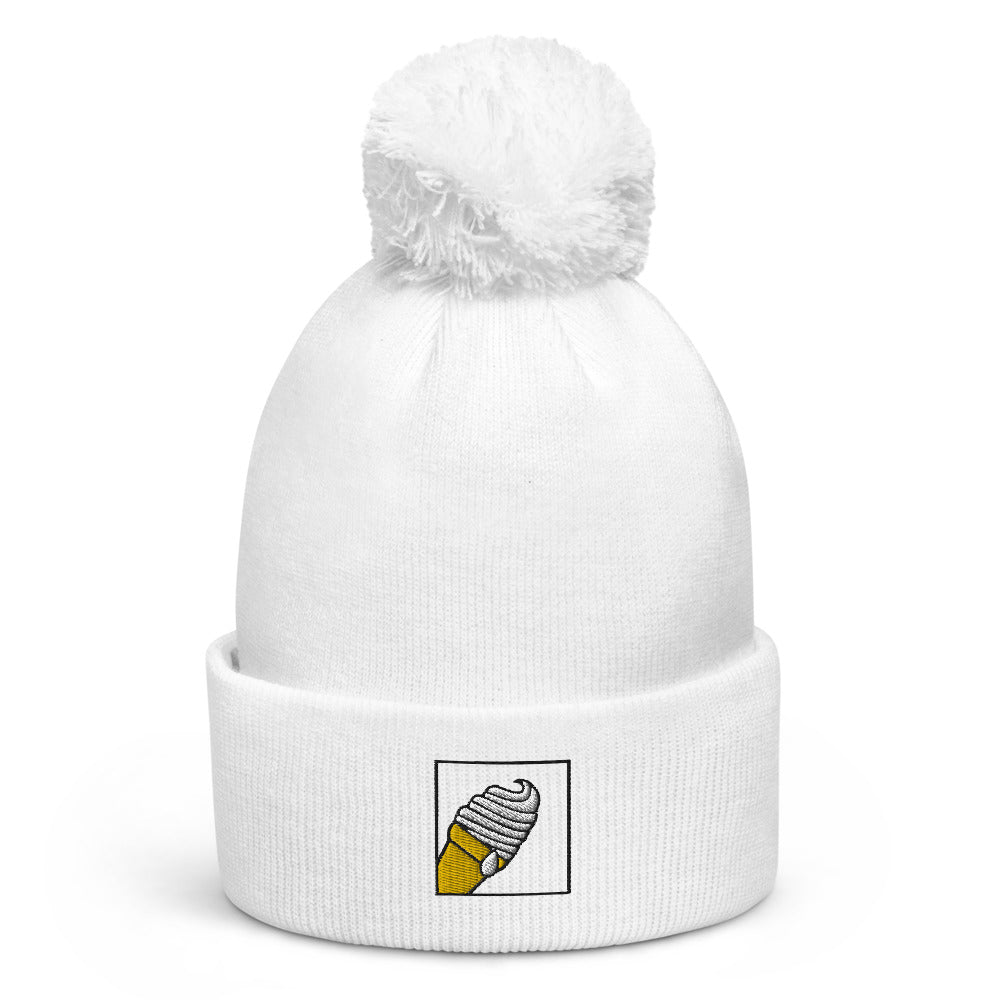 Ice Cream Pom Pom Skull Cap Beanie