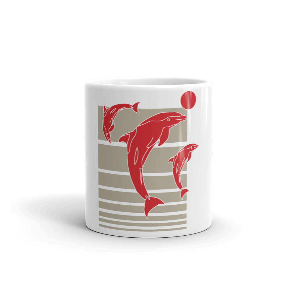 Dancing Dolphins White Glossy Mug