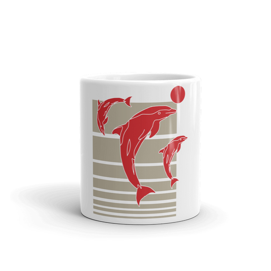 Dancing Dolphins White Glossy Mug