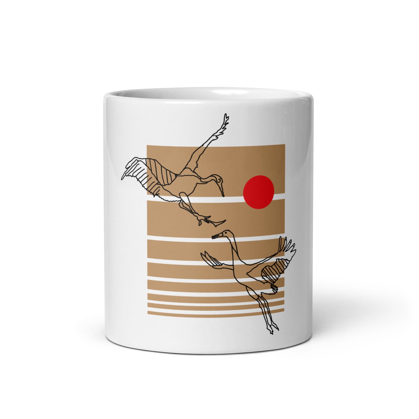 Dancing Cranes White Glossy Mug