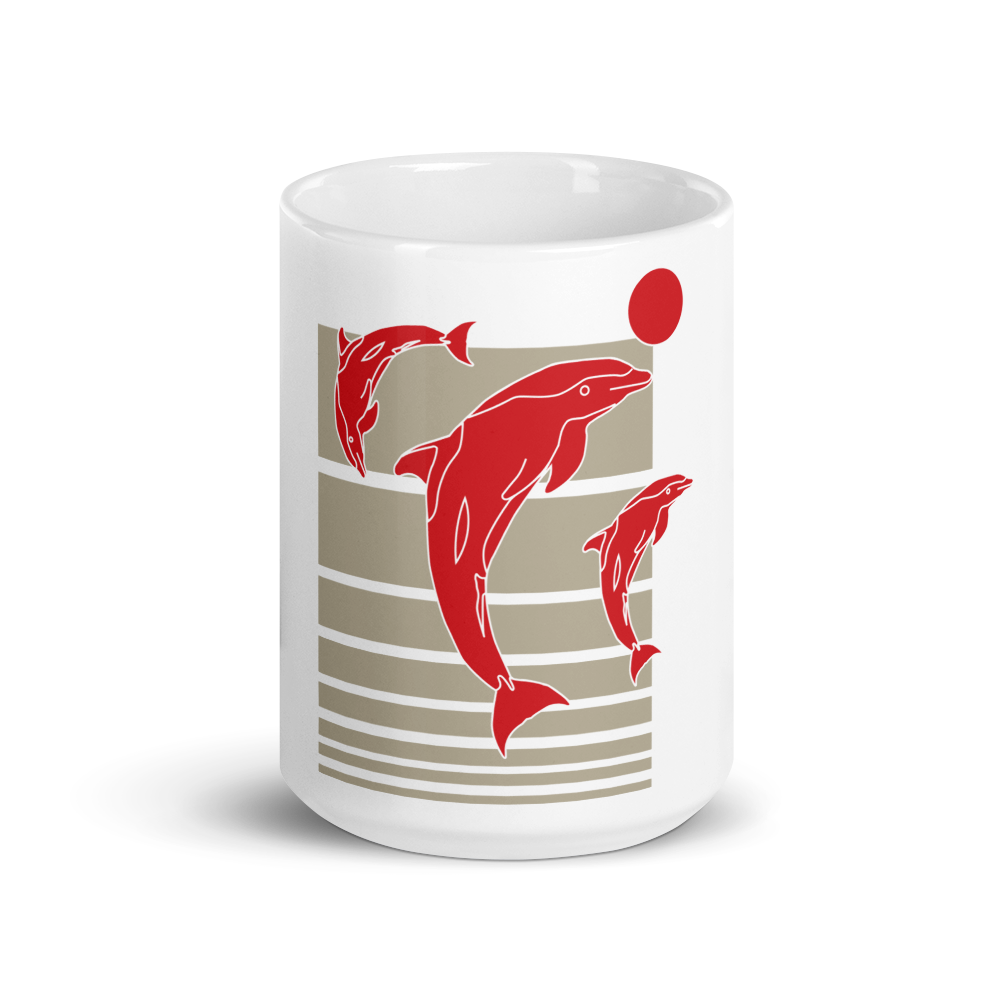 Dancing Dolphins White Glossy Mug