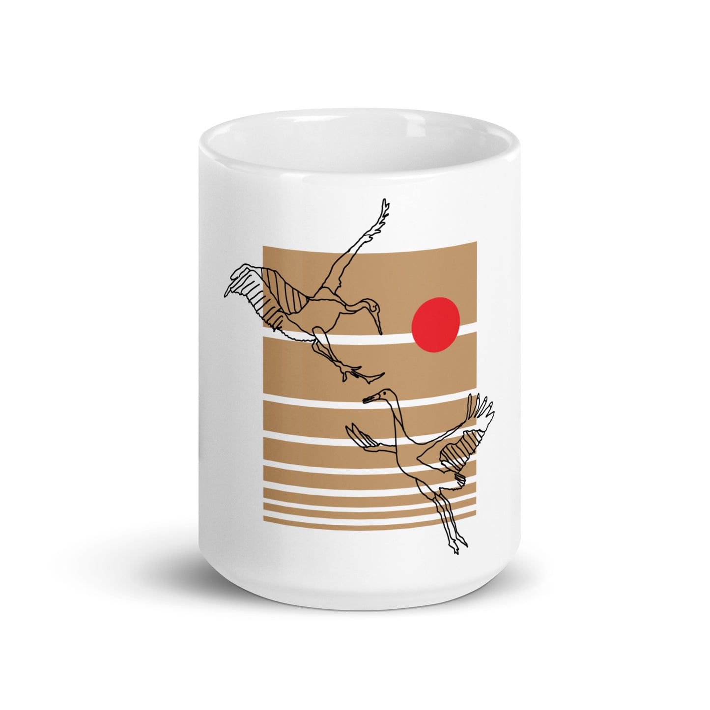 Dancing Cranes White Glossy Mug